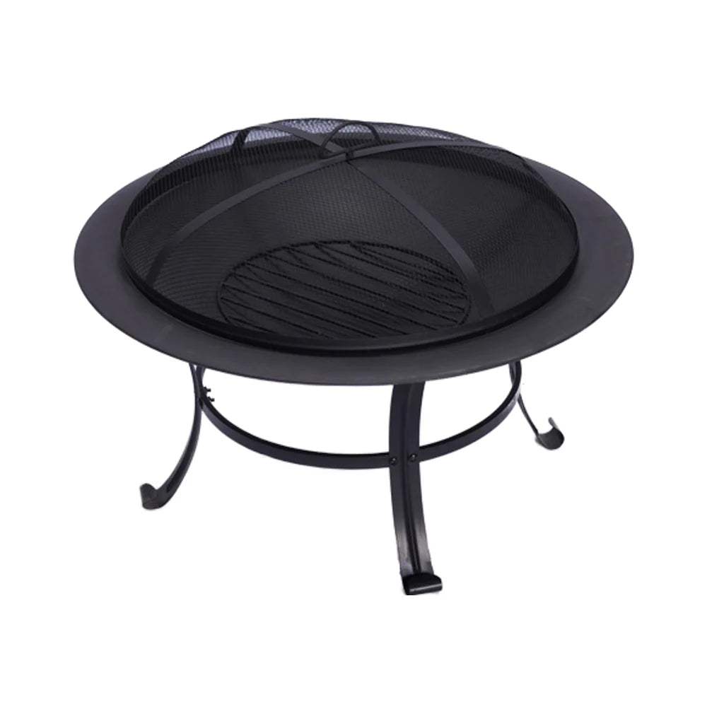 Outdoor Garden Fire Pit Camping BBQ Round Table Stove Black