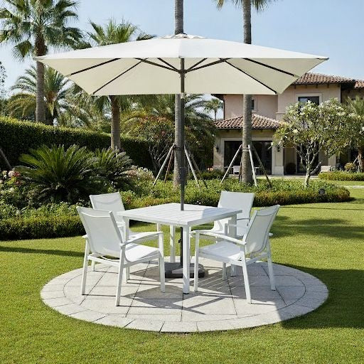 Casa Fiora Contemporary White Aluminum Outdoor Dining Set – 4 Seater