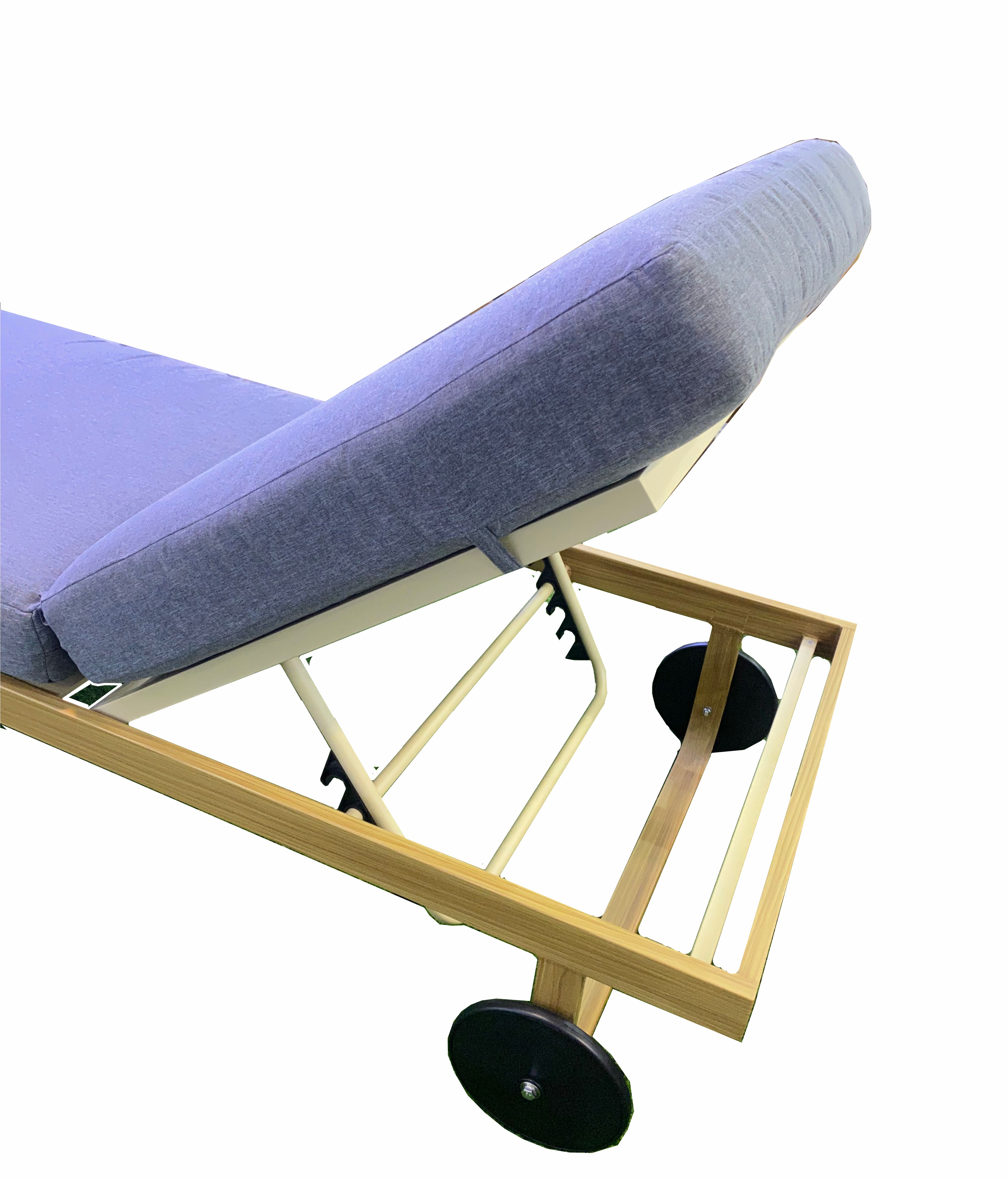 Casa Fiora Wooden Paint Aluminium Sunlounge With Grey Cushion and Side Table