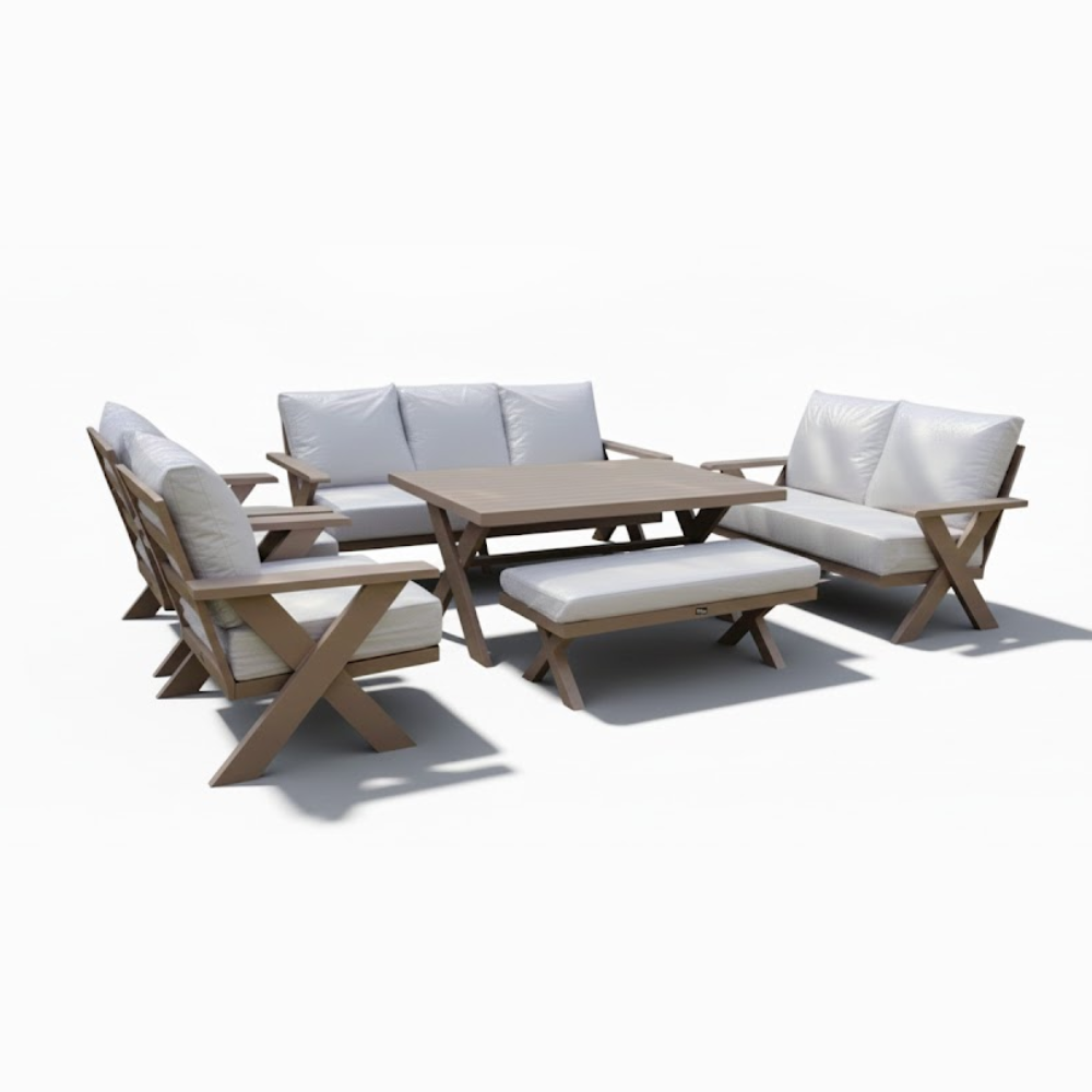 Fiors 9-Seater Outdoor Aluminum Sofa