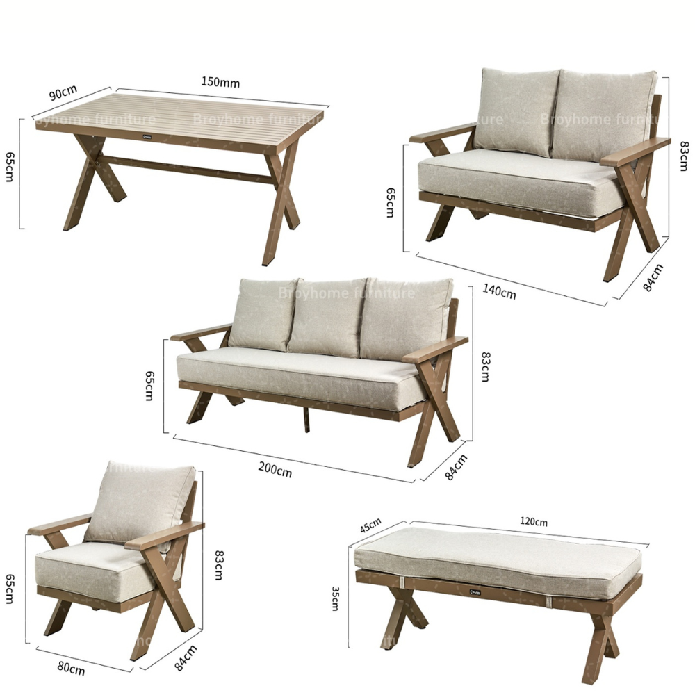 Fiors 9-Seater Outdoor Aluminum Sofa