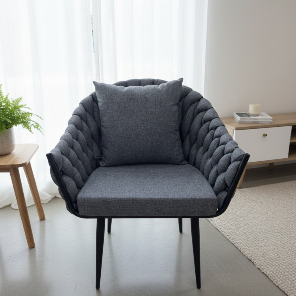 Casa Fiora Modern Grey Braided Armchair
