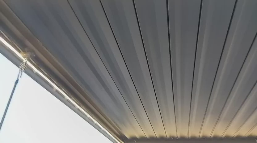 Premium LED neon flex strip light made in France. Ideal for all pergola types, offering weather-resistant, seamless warm white ambient lighting for outdoor spaces.
